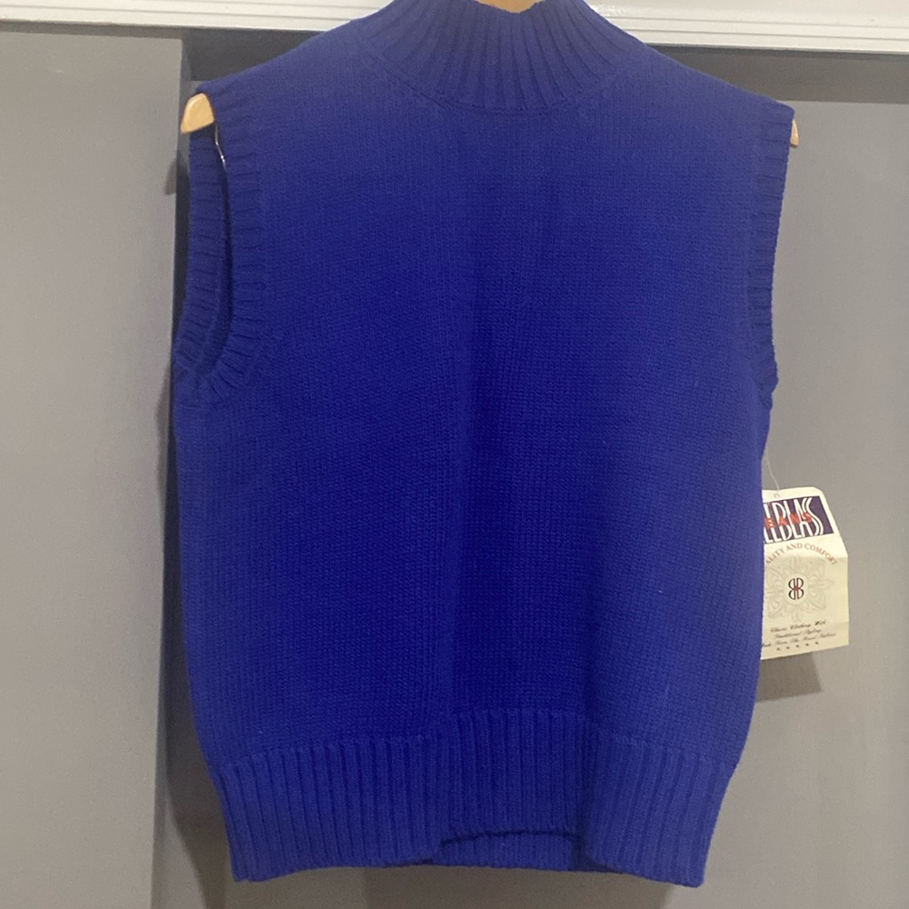 Bill Blass blue sleeveless mock turtleneck sweater M